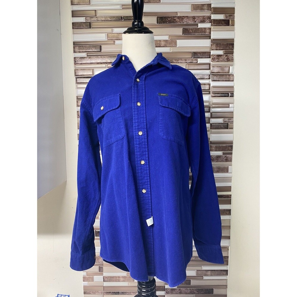 Vintage Polo Ralph Lauren Button Up Shirt Men’s Size Large/20. Blue 100% Cotton